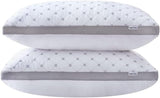 NNEDSZ Premium Bamboo Cooling Twin Pack Plush Down-Like Pillows - Medium to High Profile (2PCS) - with Free 2 Quilted Pillow Protectors (Improved Version)