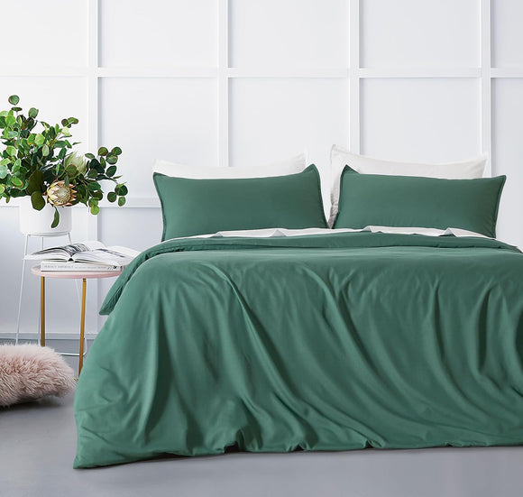 NNEDSZ Bamboo Microfibre Quilt Cover Set - Green - Double