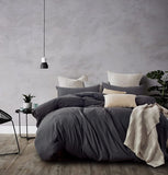NNEDSZ 100% Jersey Cotton Quilt Cover Set - Black Marble - Double