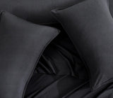 NNEDSZ Vintage Washed Microfibre Quilt Cover Set (3Pcs) - Black - Double Size