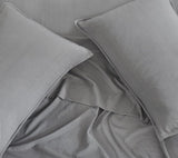NNEDSZ Vintage Washed Microfibre Quilt Cover Set (3Pcs) - Grey - Double Size