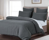 NNEDSZ 100% Premium Waffle Microfibre Quilt Cover Set (3Pcs) - Dark Grey - Double