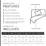 NNEDSZ 100% Cotton Vintage Washed Bed Quilt Cover Set (3Pcs) - Charcoal - Double Size