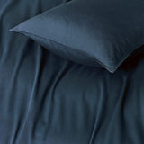 NNEDSZ 100% (3Pcs) Cotton Vintage Washed Bed Quilt Cover Set - Dark Indigo - Double Size