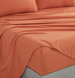 NNEDSZ Vintage Washed Microfibre Sheet Set with 2 Pillowcases - Terracotta - Double