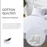 NNEDSZ 100% Ultra-Soft Cotton Quilted Anti-Microbial Mattress Cover Protector - White - Queen Size