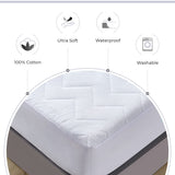 NNEDSZ 100% Ultra-Soft Cotton Quilted Anti-Microbial Mattress Cover Protector - White - Queen Size