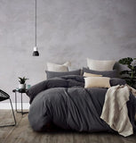 NNEDSZ 100% Jersey Cotton Quilt Cover Set - Black Marble - Queen