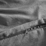 NNEDSZ Vintage Washed Microfibre Quilt Cover Set (3Pcs) - Grey - Queen Size