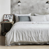 NNEDSZ Gioia Casa 100% French Flax Linen Vintage Washed Soft Quilt Cover Set - White - Queen