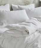 NNEDSZ Gioia Casa 100% French Flax Linen Vintage Washed Soft Quilt Cover Set - White - Queen