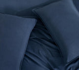 NNEDSZ Vintage Washed Microfibre Quilt Cover Set (3Pcs) - Navy - Queen Size