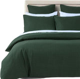 NNEDSZ 100% Premium Waffle Microfibre Quilt Cover Set (3Pcs) - Green - Queen