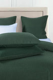 NNEDSZ 100% Premium Waffle Microfibre Quilt Cover Set (3Pcs) - Green - Queen