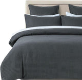 NNEDSZ 100% Premium Waffle Microfibre Quilt Cover Set (3Pcs) - Dark Grey - Queen