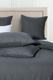 NNEDSZ 100% Premium Waffle Microfibre Quilt Cover Set (3Pcs) - Dark Grey - Queen