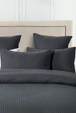 NNEDSZ 100% Premium Waffle Microfibre Quilt Cover Set (3Pcs) - Dark Grey - Queen
