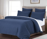 NNEDSZ 100% Premium Waffle Microfibre Quilt Cover Set (3Pcs) - Indigo - Queen