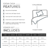 NNEDSZ 100% (3Pcs) Cotton Vintage Washed Bed Quilt Cover Set - Dark Indigo - Queen Size