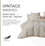 NNEDSZ 100% (3Pcs) Cotton Vintage Washed Bed Quilt Cover Set - Natural - Queen Size