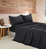 NNEDSZ Vintage Washed Microfibre Sheet Set with 2 Pillowcases - Black - Queen