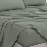 NNEDSZ Vintage Washed Microfibre Sheet Set with 2 Pillowcases - Khaki Green - Queen