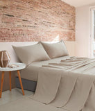 NNEDSZ Vintage Washed Microfibre Sheet Set with 2 Pillowcases - Linen - Queen