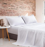 NNEDSZ Vintage Washed Microfibre Sheet Set with 2 Pillowcases - White - Queen