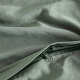 NNEDSZ Vintage Washed Microfibre Quilt Cover Set (3Pcs) - Khaki Green - King Size