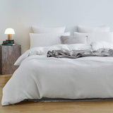 NNEDSZ 100% Cotton Checkered Waffle Pattern Quilt Cover Set - White - King