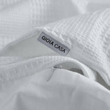 NNEDSZ 100% Cotton Checkered Waffle Pattern Quilt Cover Set - White - King