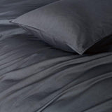 NNEDSZ 100% Cotton Vintage Washed Bed Quilt Cover Set (3Pcs) - Charcoal - King Size