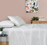NNEDSZ Vintage Washed 100% Cotton Sheet Set with 2 Pillowcases - White - King Size