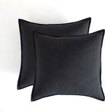 NNEDSZ Vintage Washed Microfibre European Pillowcases - Set of 2 Luxurious European Pillow Covers - Black