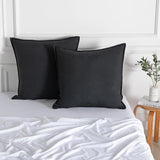 NNEDSZ Vintage Washed Microfibre European Pillowcases - Set of 2 Luxurious European Pillow Covers - Black