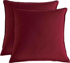 NNEDSZ Twin Pack Vintage Washed Microfibre European Pillowcase (Burgundy, Square)