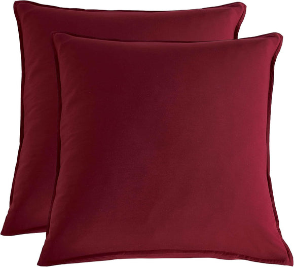 NNEDSZ Twin Pack Vintage Washed Microfibre European Pillowcase (Burgundy, Square)