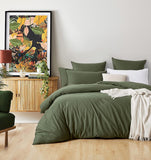 NNEDSZ Vintage Washed 100% Cotton European Pillowcase - Luxurious European Pillow Cover - Khaki Green