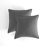 NNEDSZ Vintage Washed Microfibre European Pillowcases - Set of 2 Luxurious European Pillow Covers - Grey