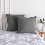 NNEDSZ Vintage Washed Microfibre European Pillowcases - Set of 2 Luxurious European Pillow Covers - Grey