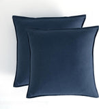 NNEDSZ Vintage Washed Microfibre European Pillowcases - Set of 2 Luxurious European Pillow Covers - Navy