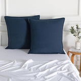 NNEDSZ Vintage Washed Microfibre European Pillowcases - Set of 2 Luxurious European Pillow Covers - Navy