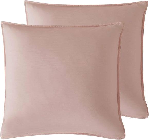 NNEDSZ Twin Pack Vintage Washed Microfibre European Pillowcase (Pink, Square)