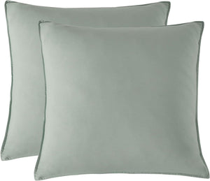 NNEDSZ Twin Pack Vintage Washed Microfibre European Pillowcase (Sage, Square)