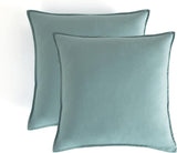 NNEDSZ Vintage Washed Microfibre European Pillowcases - Set of 2 Luxurious European Pillow Covers - Seafoam
