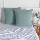 NNEDSZ Vintage Washed Microfibre European Pillowcases - Set of 2 Luxurious European Pillow Covers - Seafoam