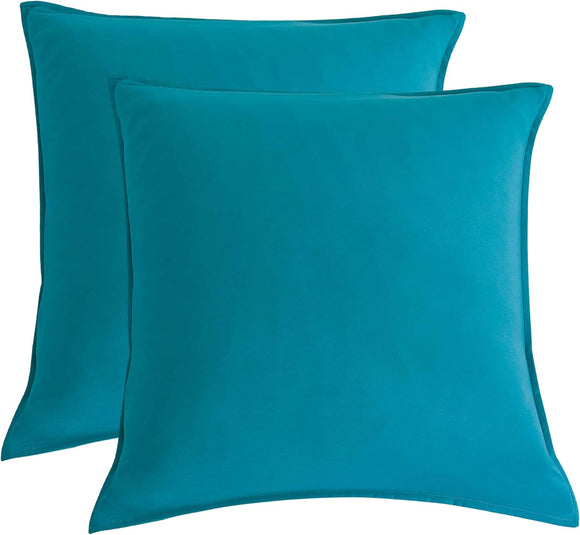 NNEDSZ Twin Pack Vintage Washed Microfibre European Pillowcase (Teal, Square)