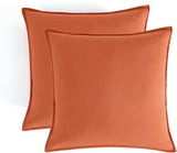 NNEDSZ Vintage Washed Microfibre European Pillowcases - Set of 2 Luxurious European Pillow Covers - Terracotta