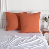 NNEDSZ Vintage Washed Microfibre European Pillowcases - Set of 2 Luxurious European Pillow Covers - Terracotta