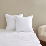 NNEDSZ Vintage Washed Microfibre European Pillowcases - Set of 2 Luxurious European Pillow Covers - White